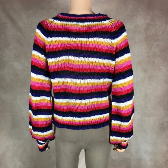 Crave Fame Multi Color Striped Fluffy Sweater NWT SMALL - Picture 5 of 7